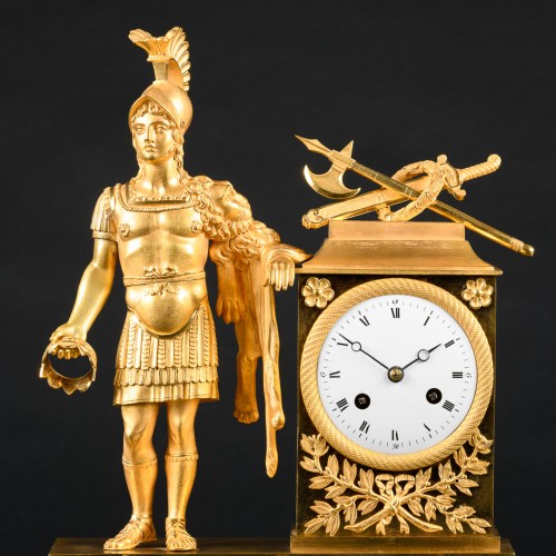 Historical Empire Clock With Alexander The Great  - Horology Style Empire