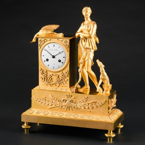 Mythological Empire Clock With “Diana Huntress” - 