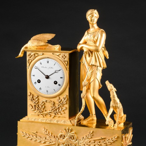 19th century - Mythological Empire Clock With “Diana Huntress”