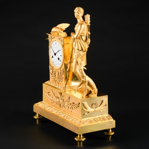 Antiquités - Mythological Empire Clock With “Diana Huntress”