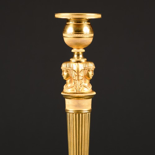 Pair Of Empire Candlesticks With Egyptian Figures - 