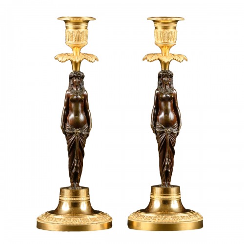 Pair Of Early Empire Candlesticks “Retour D’Egypte”