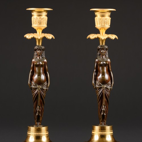 Pair Of Early Empire Candlesticks “Retour D’Egypte” - Lighting Style Empire