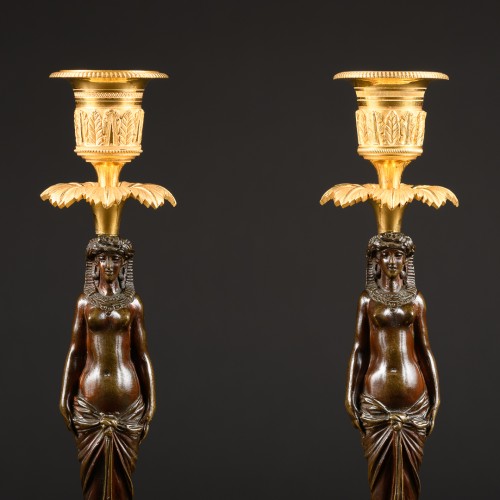 Lighting  - Pair Of Early Empire Candlesticks “Retour D’Egypte”