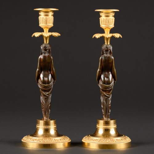 19th century - Pair Of Early Empire Candlesticks “Retour D’Egypte”