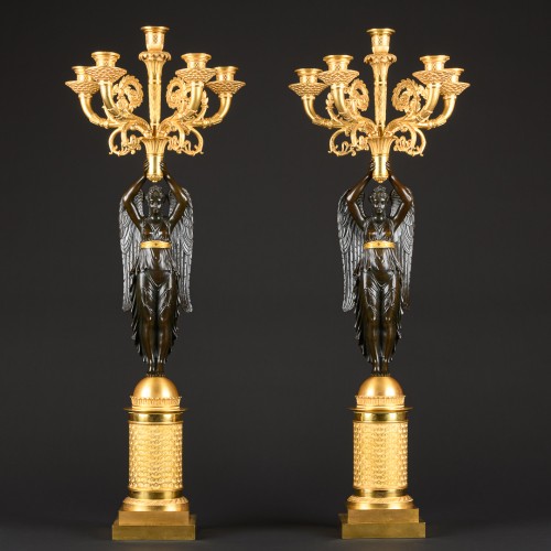 Pair Of Empire Candelabra With Winged Victories - Lighting Style Empire