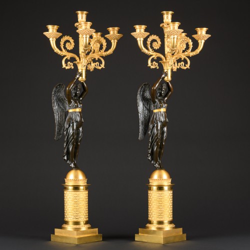 Pair Of Empire Candelabra With Winged Victories - Empire