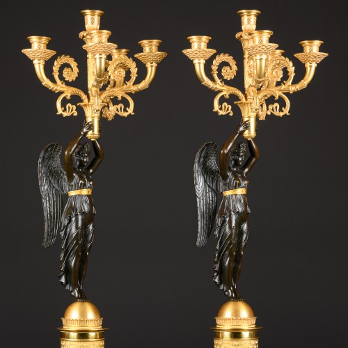 Empire - Pair Of Empire Candelabra With Winged Victories