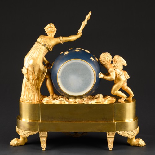 Antiquités - Allegorical Empire Clock “ Love Moving The Heavens ”