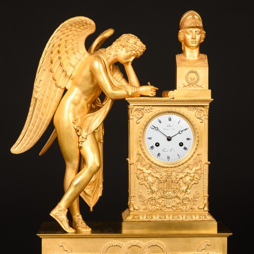 19th century - Empire Clock “Génie Inspired By Athena” By Ledure &amp; Rabiat