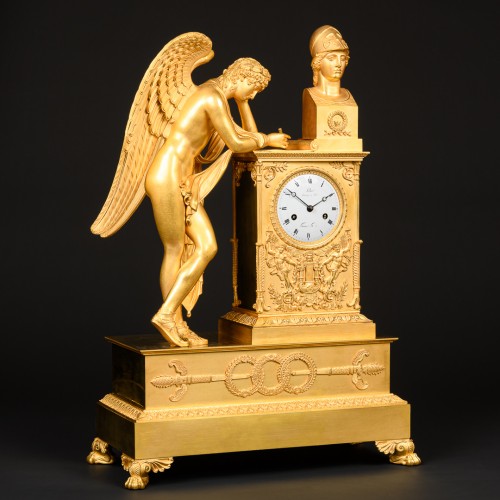 Antiquités - Empire Clock “Génie Inspired By Athena” By Ledure &amp; Rabiat