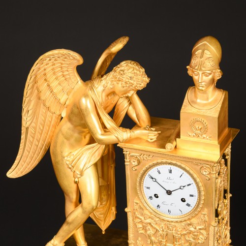 Antiquités - Empire Clock “Génie Inspired By Athena” By Ledure &amp; Rabiat