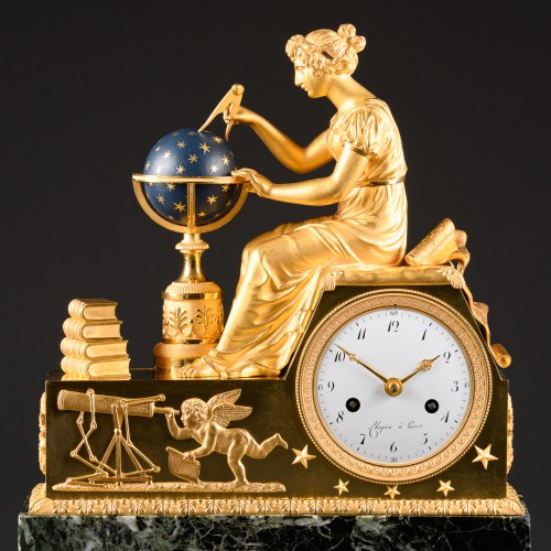 The Study Of Astronomy - Empire Clock After Design By Jean-André Reiche - Horology Style Empire