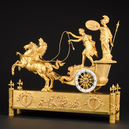 Antiquités - Empire Clock “Chariot Of Telemachus” Attributed To Jean-André Reiche