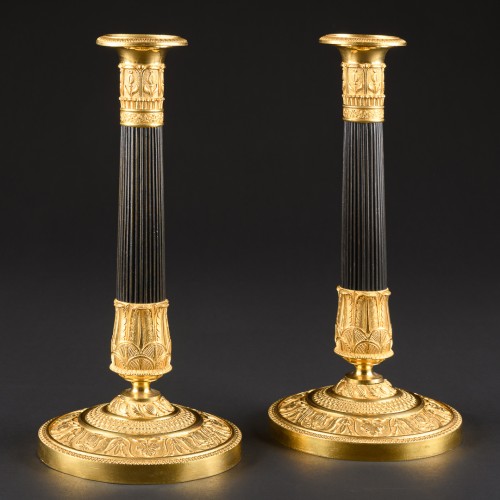 Pair Of Empire Candlesticks Signed Gérard-Jean Galle - Lighting Style Empire