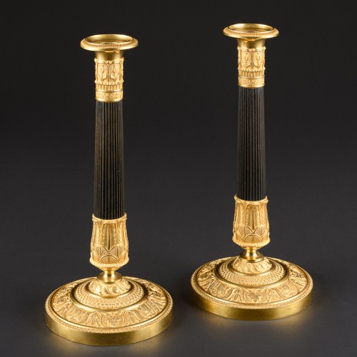 Pair Of Empire Candlesticks Signed Gérard-Jean Galle - Empire