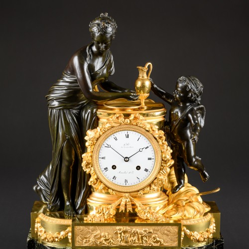 Toilette de Vénus - Pendule fin Louis XVI  signée Galle, Rue Vivienne à Paris et Bourdier Horloger - Horlogerie Style Directoire