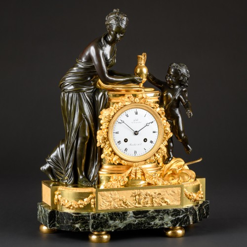 XVIIIe siècle - Toilette de Vénus - Pendule fin Louis XVI  signée Galle, Rue Vivienne à Paris et Bourdier Horloger