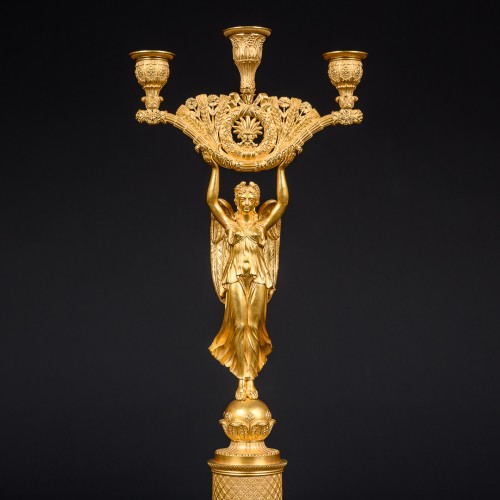 Lighting  - Pair Of Empire Period Candelabra With Winged Victories