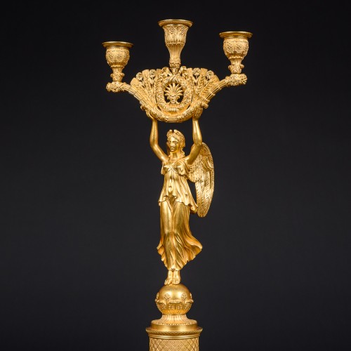 19th century - Pair Of Empire Period Candelabra With Winged Victories