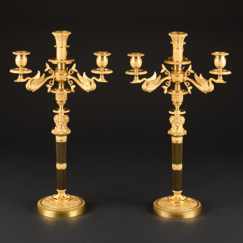 Pair Of Empire Candelabra With Female Figures  - Lighting Style Empire