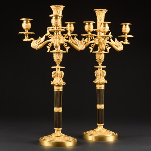 Antiquités - Pair Of Empire Candelabra With Female Figures 