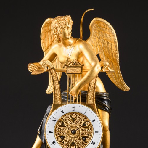 Horology  - Empire Clock “Eros Plucking His Lyre” , Dial Signed Bailly à Paris