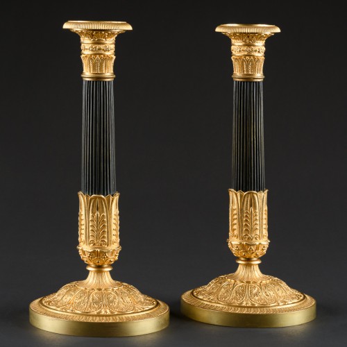 19th century - Large Pair Of Empire Candlesticks
