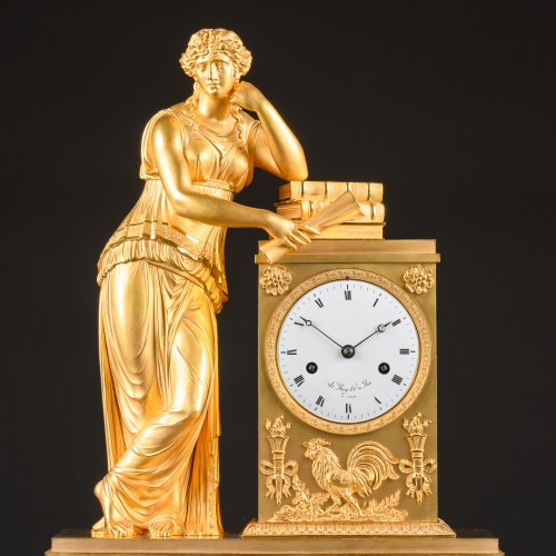 Empire Clock “Allegory Of Study” Attributed To Ledure - Horology Style Empire