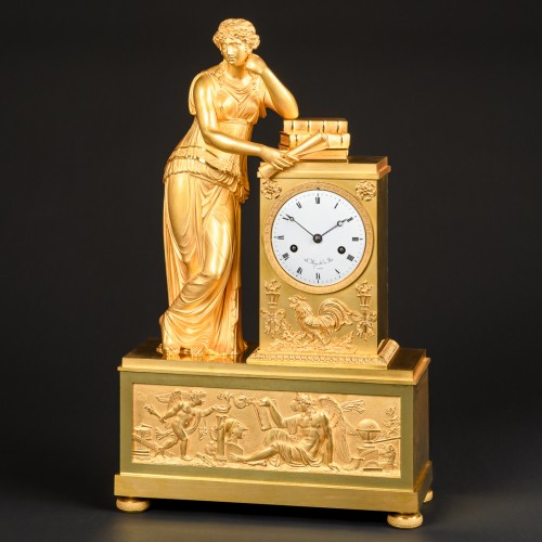 Empire - Empire Clock “Allegory Of Study” Attributed To Ledure