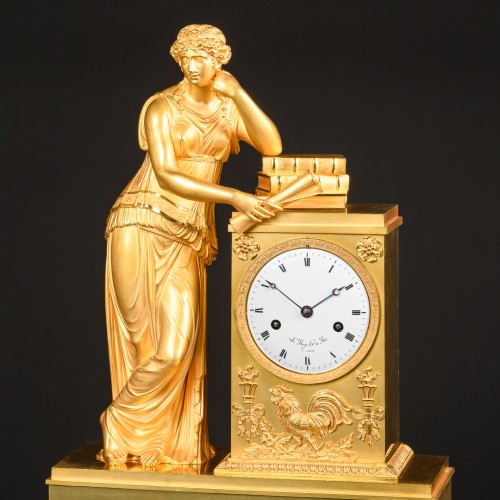 Antiquités - Empire Clock “Allegory Of Study” Attributed To Ledure