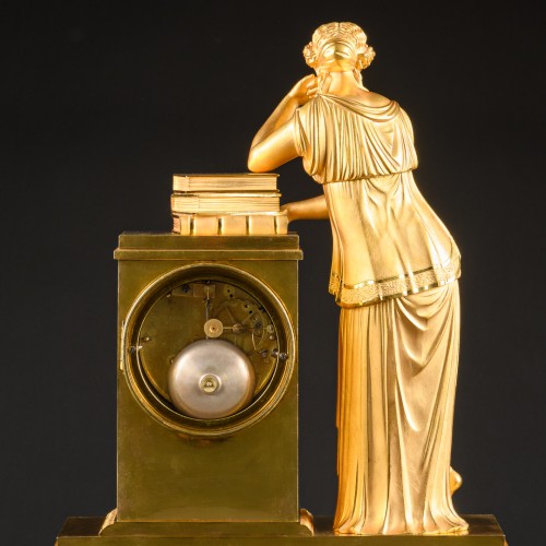 Antiquités - Empire Clock “Allegory Of Study” Attributed To Ledure