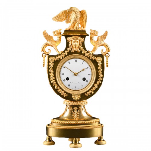 Empire Clock In The Shape Of A Coat Of Arms - Signed Boicervoise Paris
