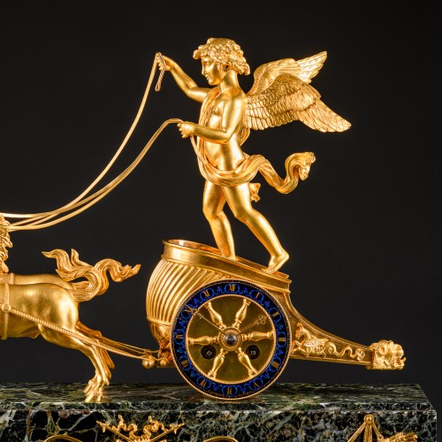 19th century - Chariot Clock “Au Au char de l’Amour” - Signed Cardinaux à Paris