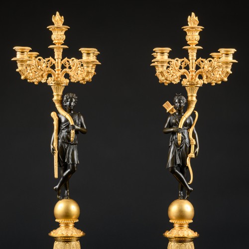 Paire de candélabres Empire “Apollon & Diane”, modèle de P.P. Thomire - Luminaires Style Empire
