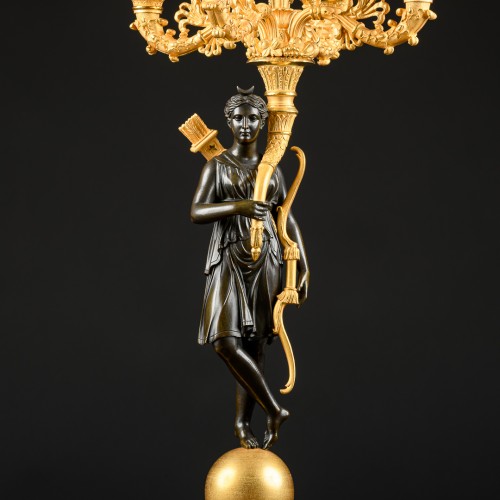 Luminaires Bougeoirs et Chandeliers - Paire de candélabres Empire “Apollon & Diane”, modèle de P.P. Thomire