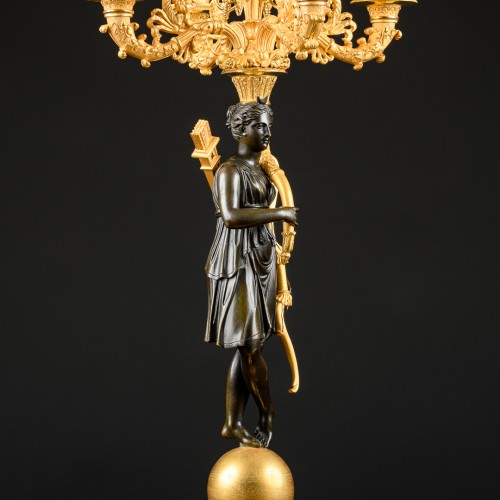 Antiquités - Paire de candélabres Empire “Apollon & Diane”, modèle de P.P. Thomire
