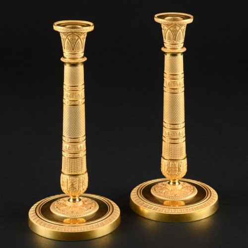 Pair Of Large Early Empire Period Candlesticks - Lighting Style Empire