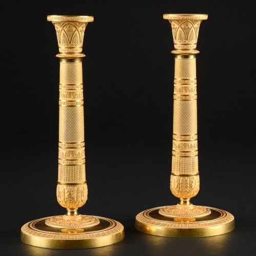 Pair Of Large Early Empire Period Candlesticks - Empire