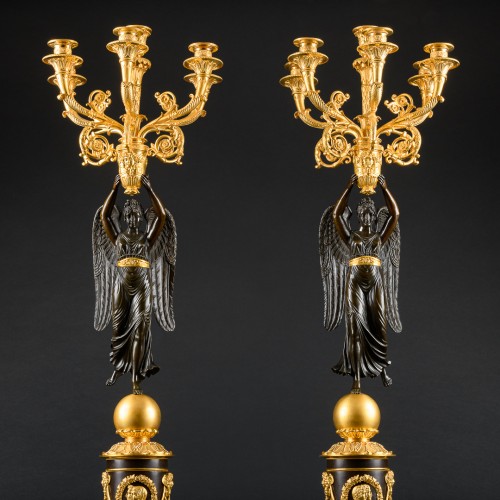 Grande paire de candélabres Empire attribué à Pierre-Philippe Thomire - Empire