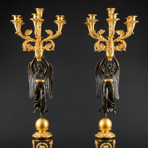 Antiquités - Grande paire de candélabres Empire attribué à Pierre-Philippe Thomire