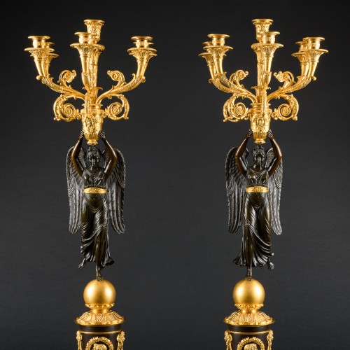 Antiquités - Large pair of Empire candelabra attributed to Pierre-Philippe Thomire