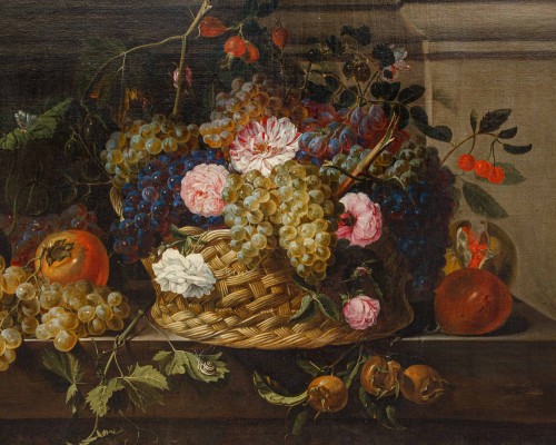 Nature morte de fruits et de fleurs dans un jardin - Tableaux et dessins Style 