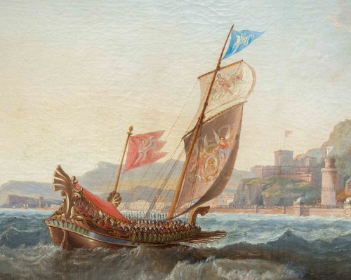 Paintings & Drawings  - John Wilson Carmichael (1800 - 1868) - Trireme at the Acropolis port with p