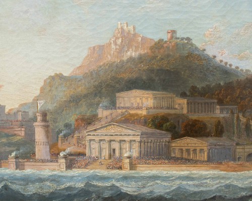 John Wilson Carmichael (1800 - 1868) - Trireme at the Acropolis port with p - 