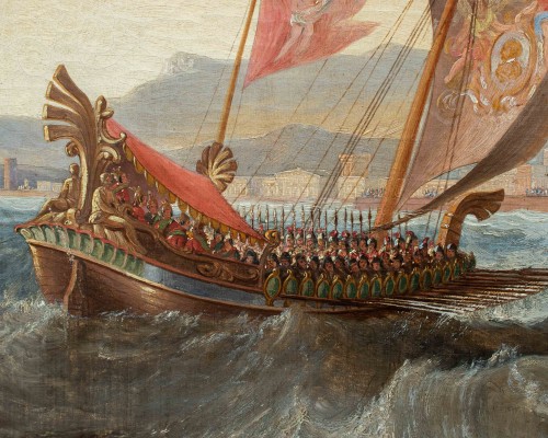 19th century - John Wilson Carmichael (1800 - 1868) - Trireme at the Acropolis port with p