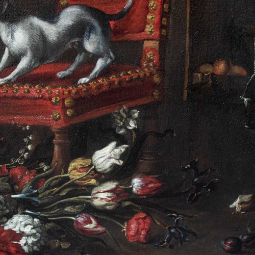 Stefano Camogli, known as Il Camoglino (c. 1610 – ?) - Still Life with Dog  - 