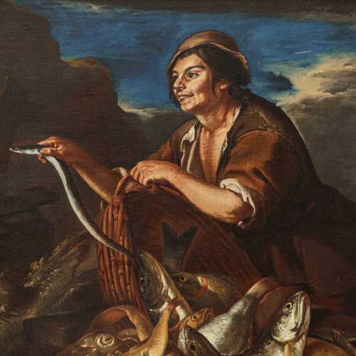 Antiquités - Giacomo Francesco Cipper dit Todeschini (1664 - 1736), Scène avec des pêcheurs