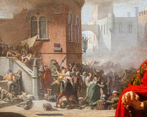 Paintings & Drawings  - Lorenzo Delleani (1840–1908),Ezzelino da Romano and the massacre of Vicenza