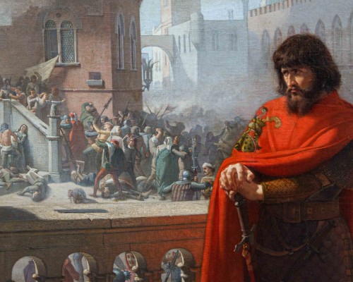 Antiquités - Lorenzo Delleani (1840–1908),Ezzelino da Romano and the massacre of Vicenza